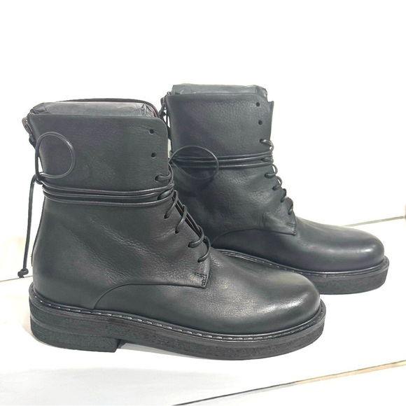 MARSELL PARRUCCA NABUCK LEATHER ZIPPED COMBAT BOOTS BOOTIES BLACK SIZE 6 NEW - Picture 5 of 16